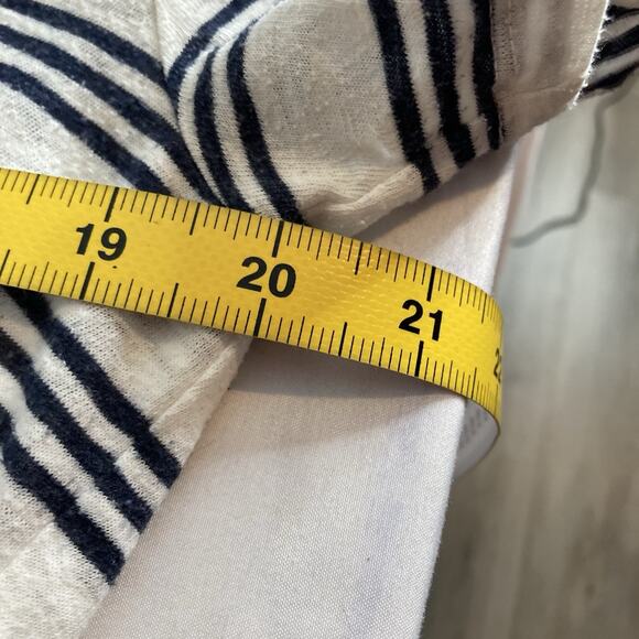 J Crew‎ Women's White Black Striped Scoop Neck T Shirt Est. Size L Preppy Basics - Picture 4 of 10